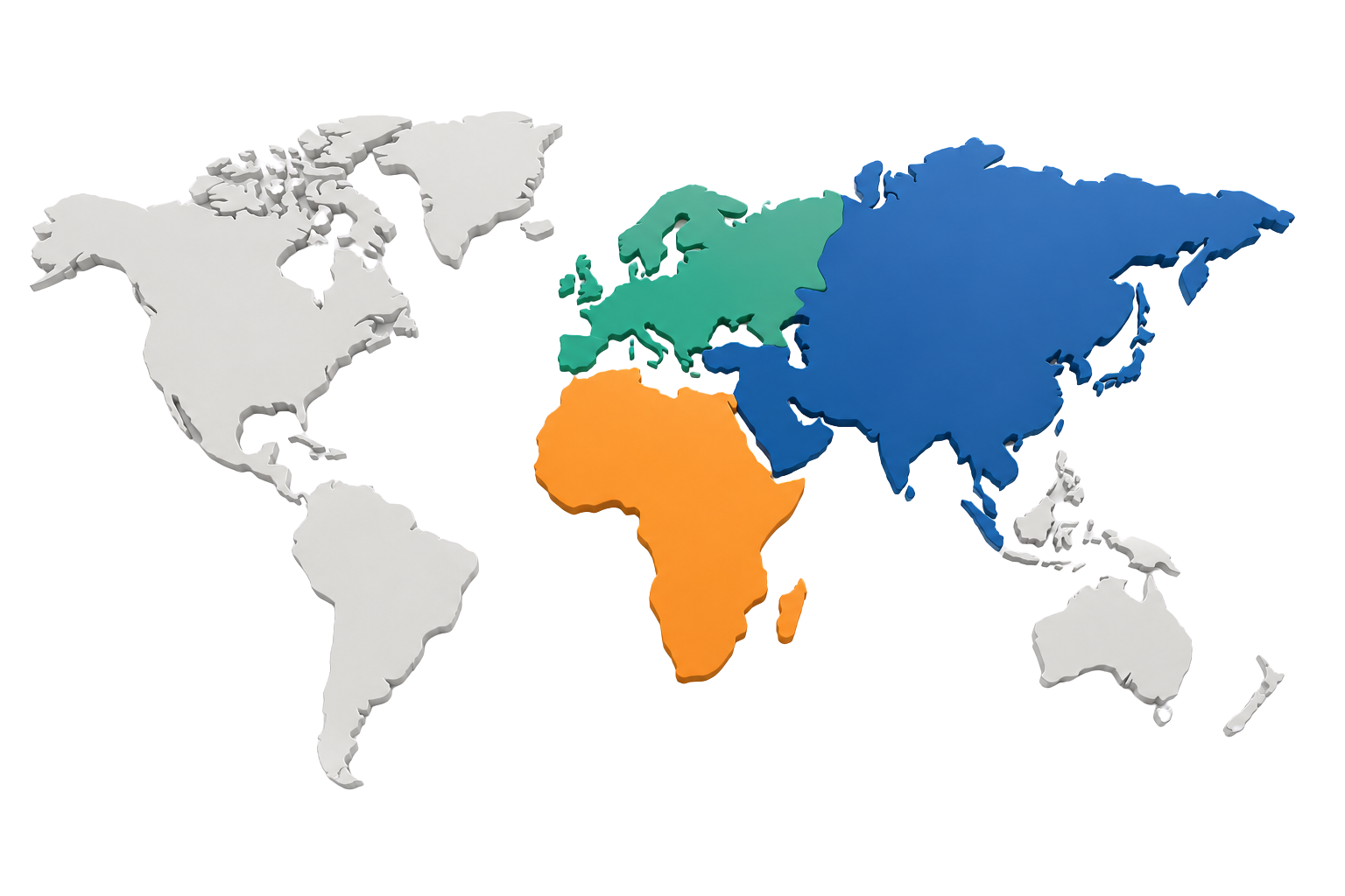 World map highlighting Europe, Africa and Asia